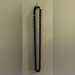 Vintage Black Beads Necklace-15 inches, Clasped